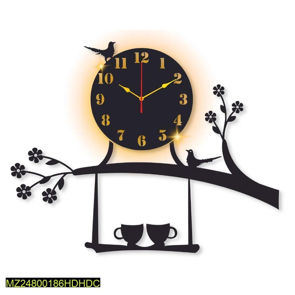 3D Fairy Wall Clock Pakistan – LED Butterfly MDF Decorative Wall Clock