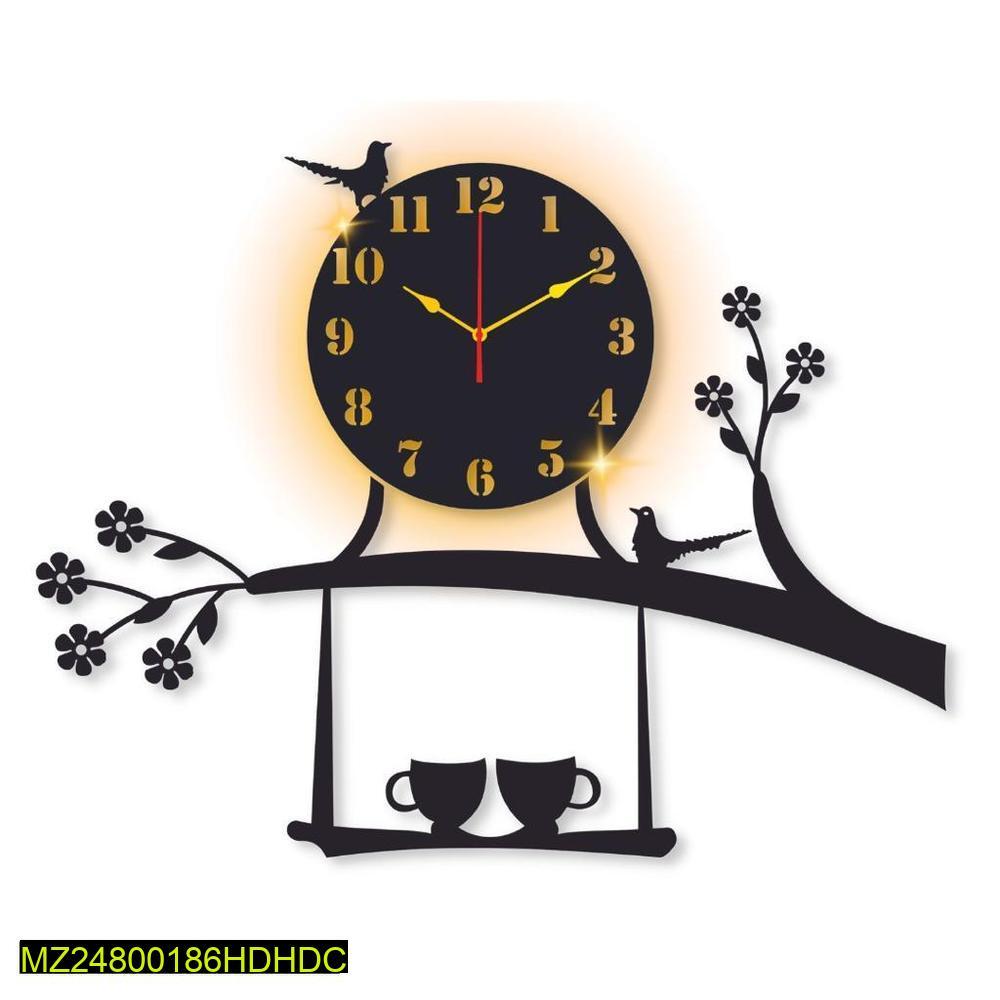 3D Fairy Wall Clock Pakistan – LED Butterfly MDF Decorative Wall Clock